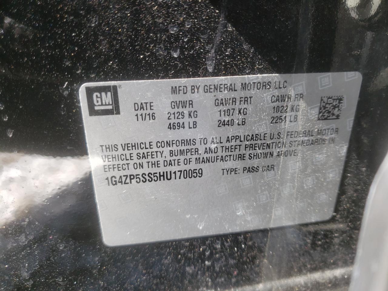 Photo 10 from auction – 2017 BUICK LACROSSE E with VIN 1G4ZP5SS5HU170059