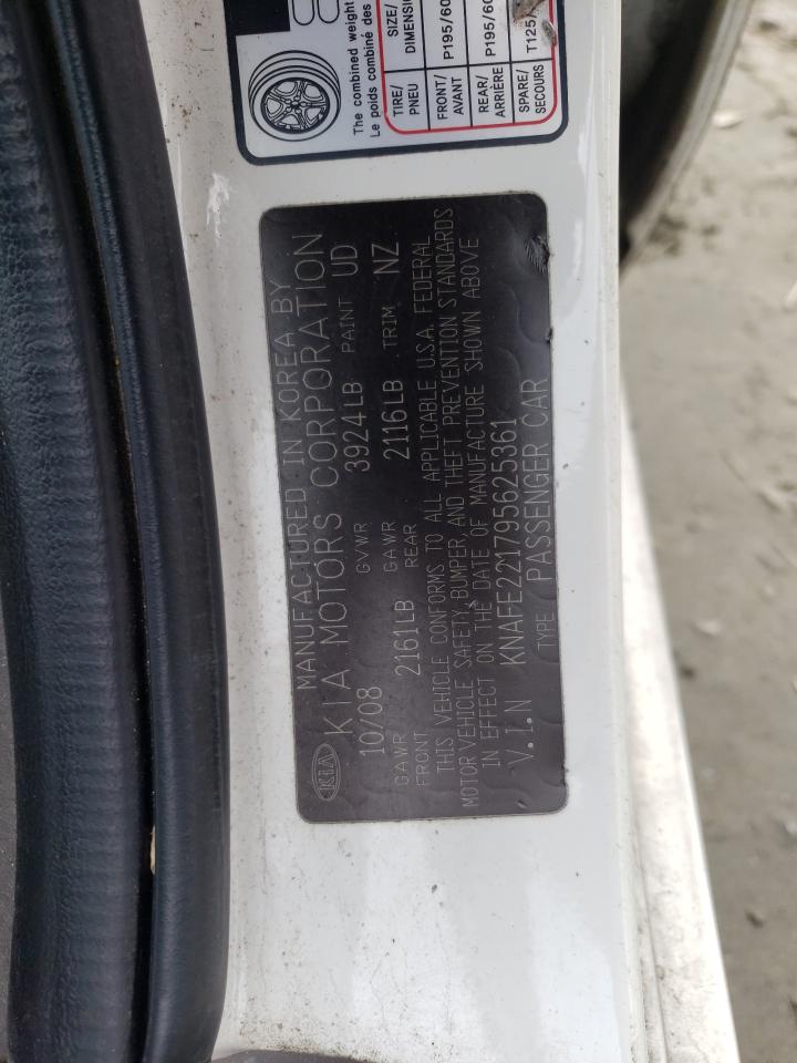 Photo 10 from auction – 2009 KIA SPECTRA EX with VIN KNAFE221795625361