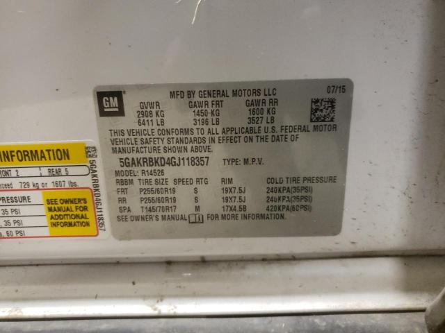 Photo 10 from auction – 2016 BUICK ENCLAVE with VIN 5GAKRBKD4GJ118357