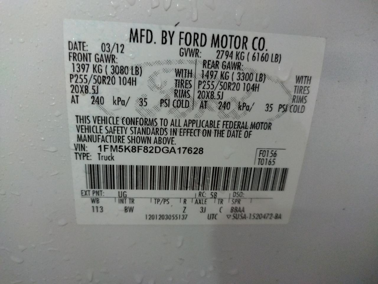 Photo 10 from auction – 2013 FORD EXPLORER L with VIN 1FM5K8F82DGA17628