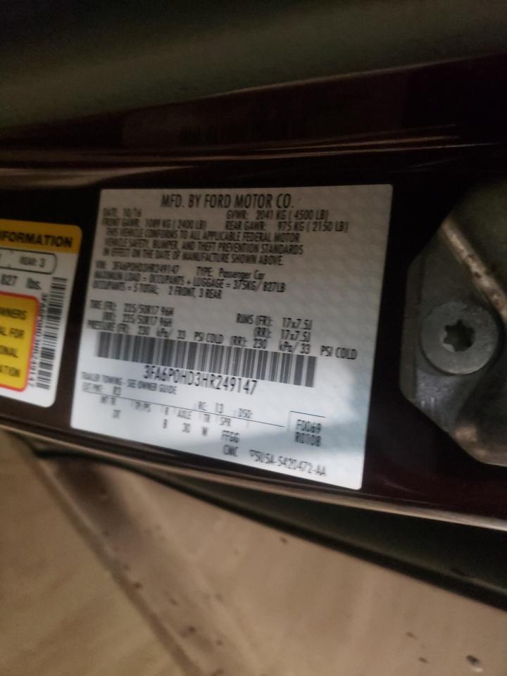 Photo 10 from auction – 2017 FORD FUSION SE with VIN 3FA6P0HD3HR249147