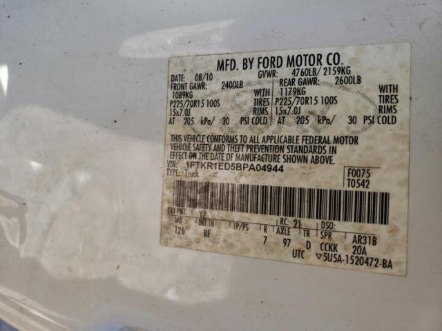 Photo 10 from auction – 2011 FORD RANGER SUP with VIN 1FTKR1ED5BPA04944