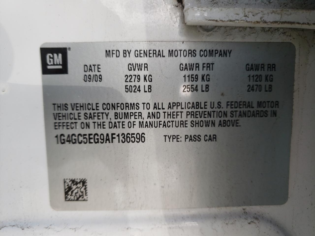 Photo 10 from auction – 2010 BUICK LACROSSE C with VIN 1G4GC5EG9AF136596