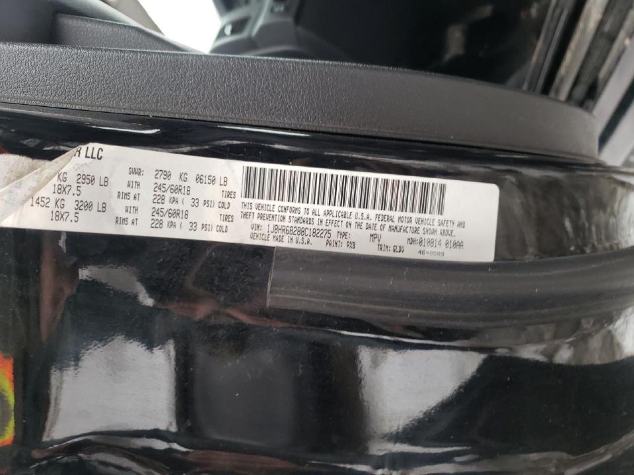 Photo 10 from auction – 2008 JEEP GRAND CHER with VIN 1J8HR68288C182275