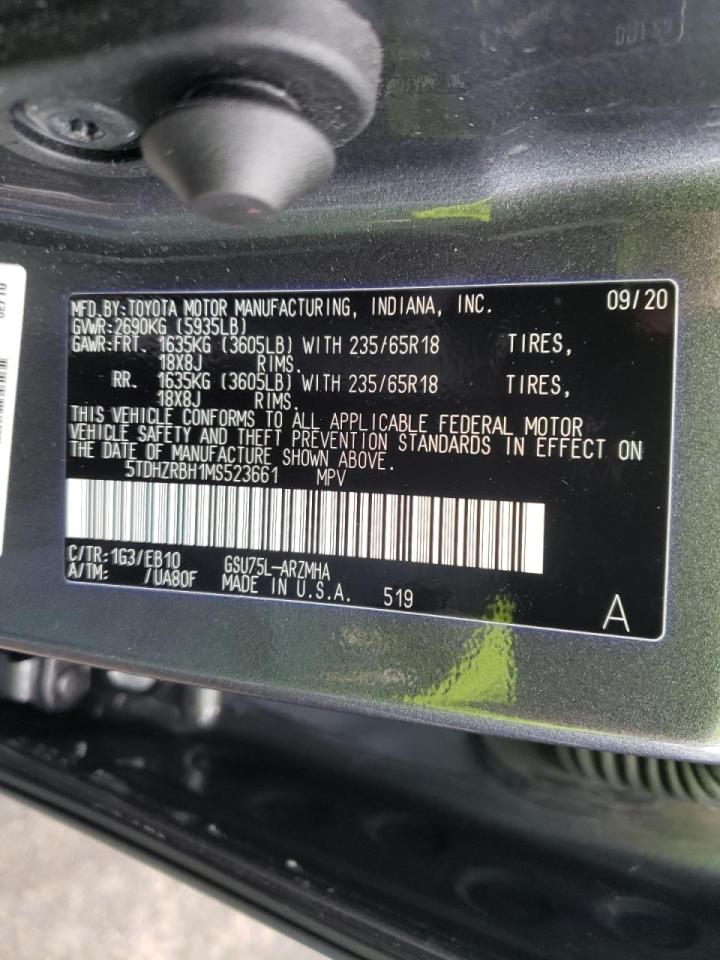 Photo 10 from auction – 2021 TOYOTA HIGHLANDER with VIN 5TDHZRBH1MS523661