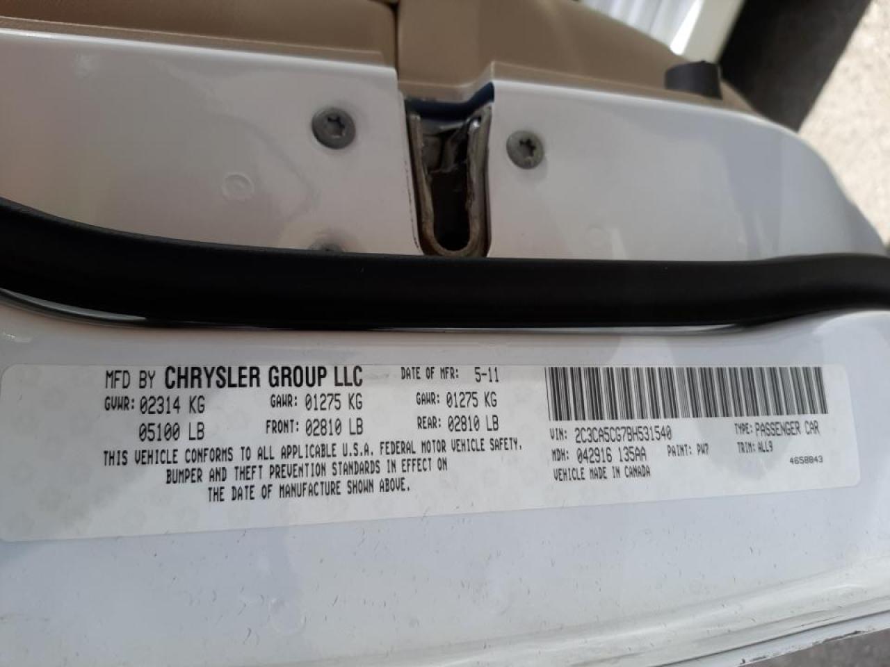 Photo 10 from auction – 2011 CHRYSLER 300 LIMITE with VIN 2C3CA5CG7BH531540