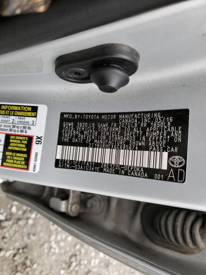 Photo 10 from auction – 2016 TOYOTA COROLLA L with VIN 2T1BURHEXGC685674