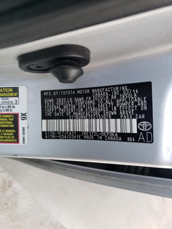 Photo 10 from auction – 2014 TOYOTA COROLLA L with VIN 2T1BURHE7EC133076