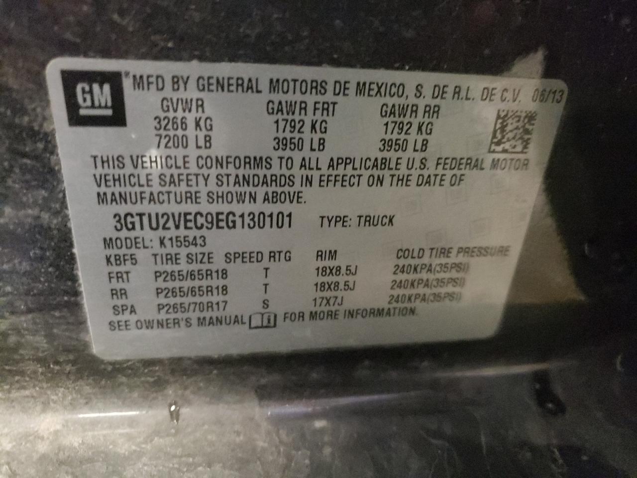 Photo 10 from auction – 2014 GMC SIERRA K15 with VIN 3GTU2VEC9EG130101