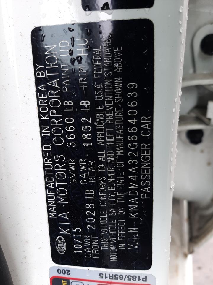 Photo 10 from auction – 2016 KIA RIO LX with VIN KNADM4A32G6640639