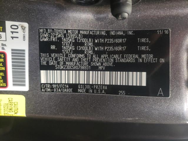 Photo 10 from auction – 2017 TOYOTA SIENNA LE with VIN 5TDKZ3DC5HS798931