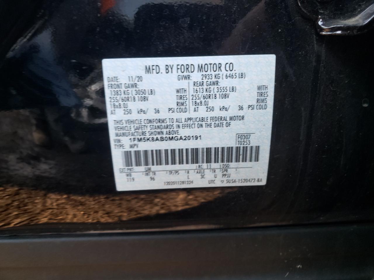 Photo 10 from auction – 2021 FORD EXPLORER P with VIN 1FM5K8AB0MGA20191