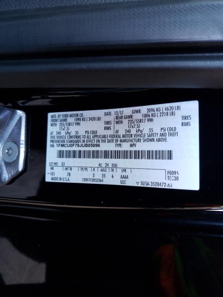 Photo 10 from auction – 2018 FORD ESCAPE S with VIN 1FMCU0F79JUB05096