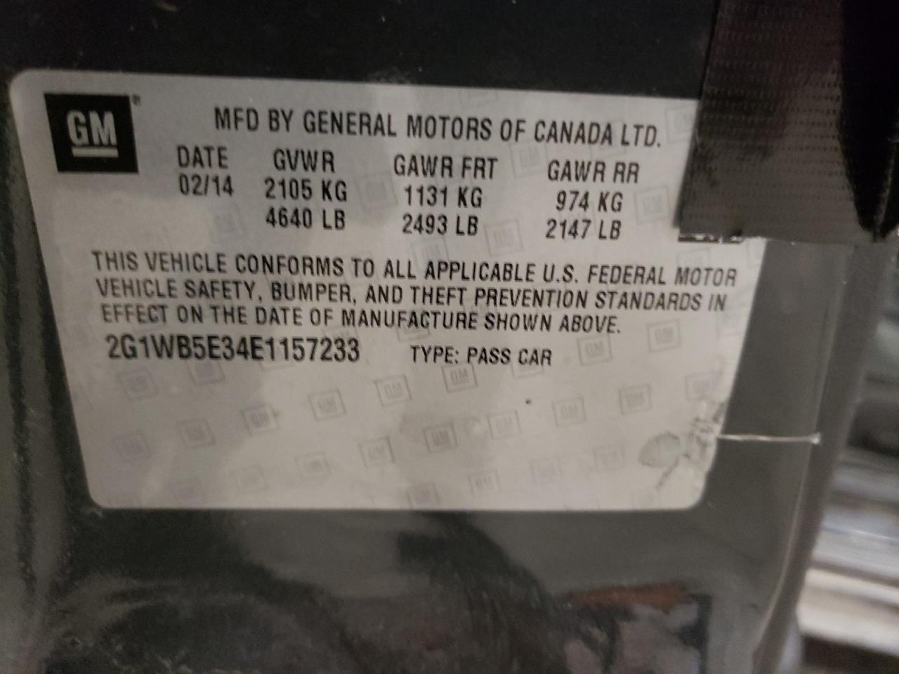 Photo 10 from auction – 2014 CHEVROLET IMPALA LIM with VIN 2G1WB5E34E1157233