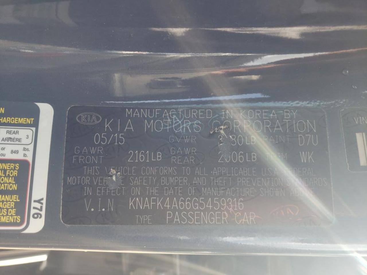 Photo 10 from auction – 2016 KIA FORTE LX with VIN KNAFK4A66G5459316