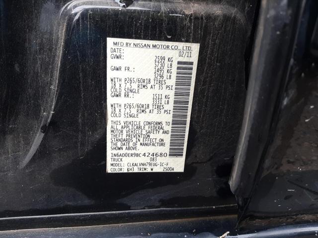 Photo 10 from auction – 2011 NISSAN FRONTIER S with VIN 1N6AD0ER9BC424680