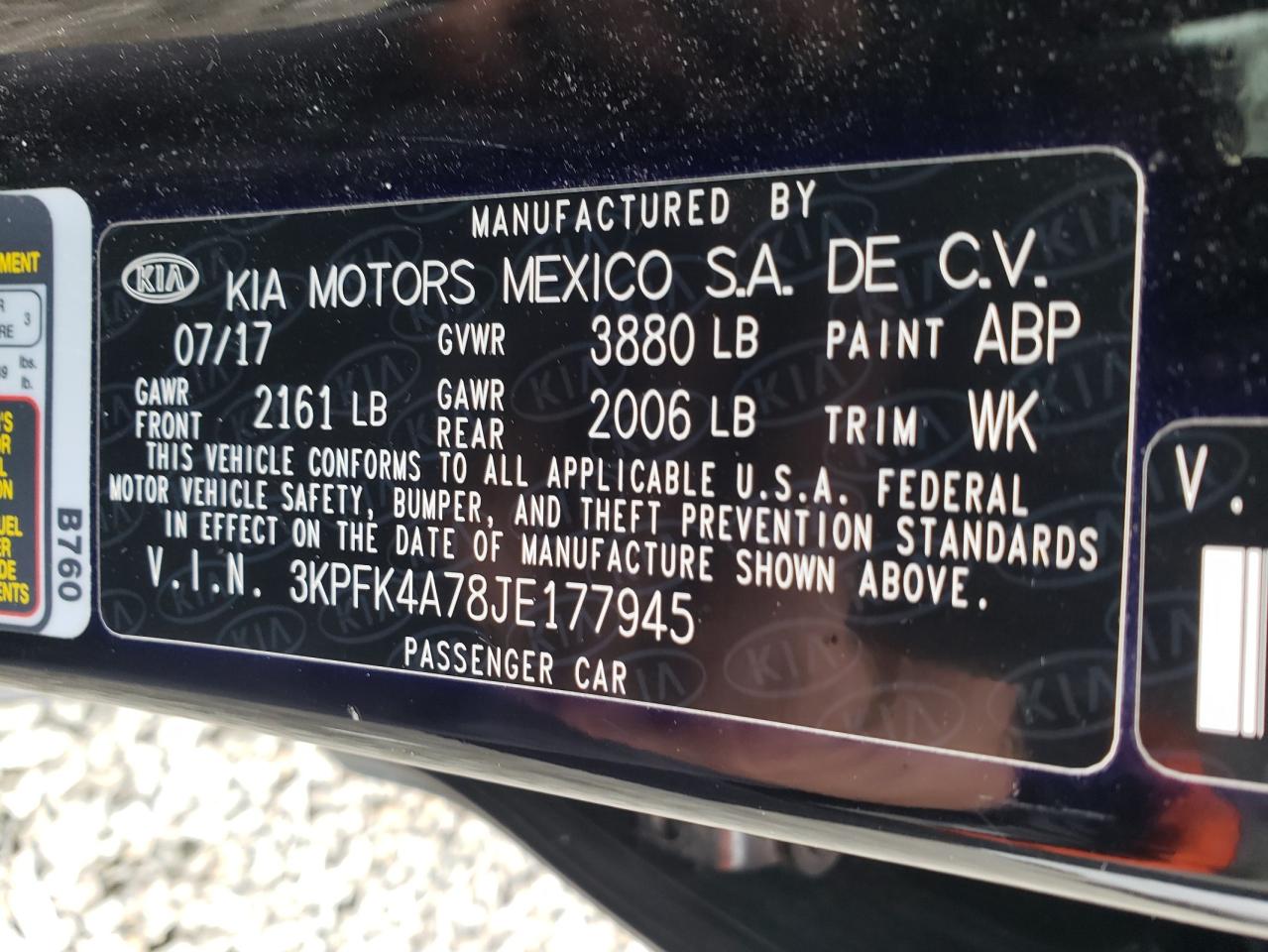Photo 10 from auction – 2018 KIA FORTE LX with VIN 3KPFK4A78JE177945