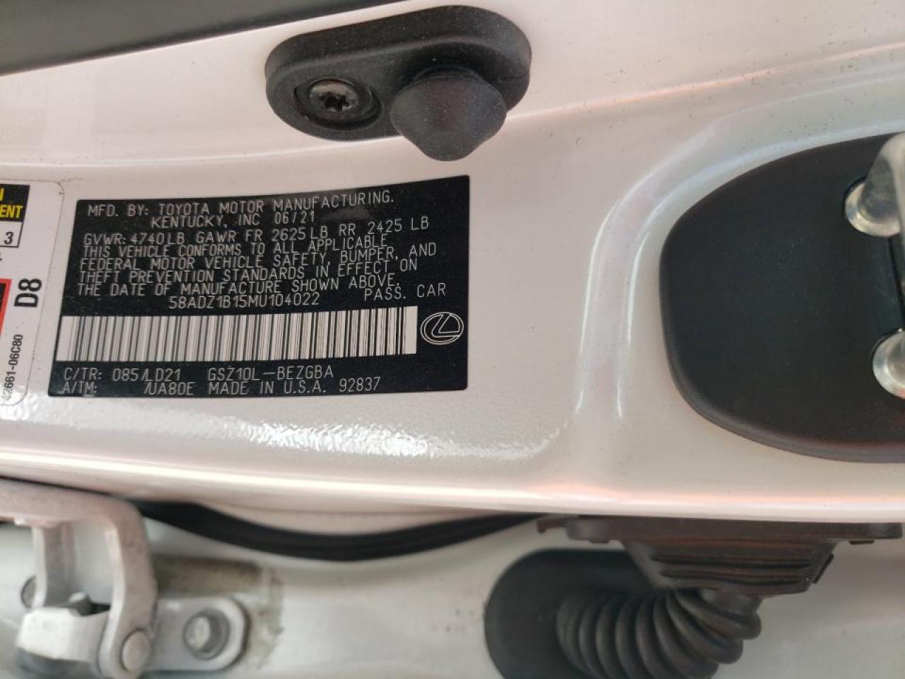 Photo 10 from auction – 2021 LEXUS ES 350 BAS with VIN 58ADZ1B15MU104022