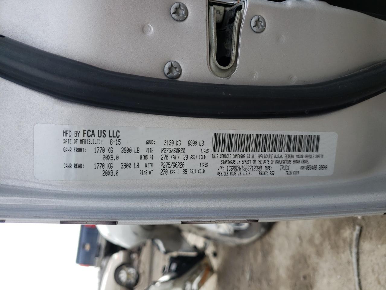 Photo 10 from auction – 2015 RAM 1500 LARAM with VIN 1C6RR7NT9FS712309