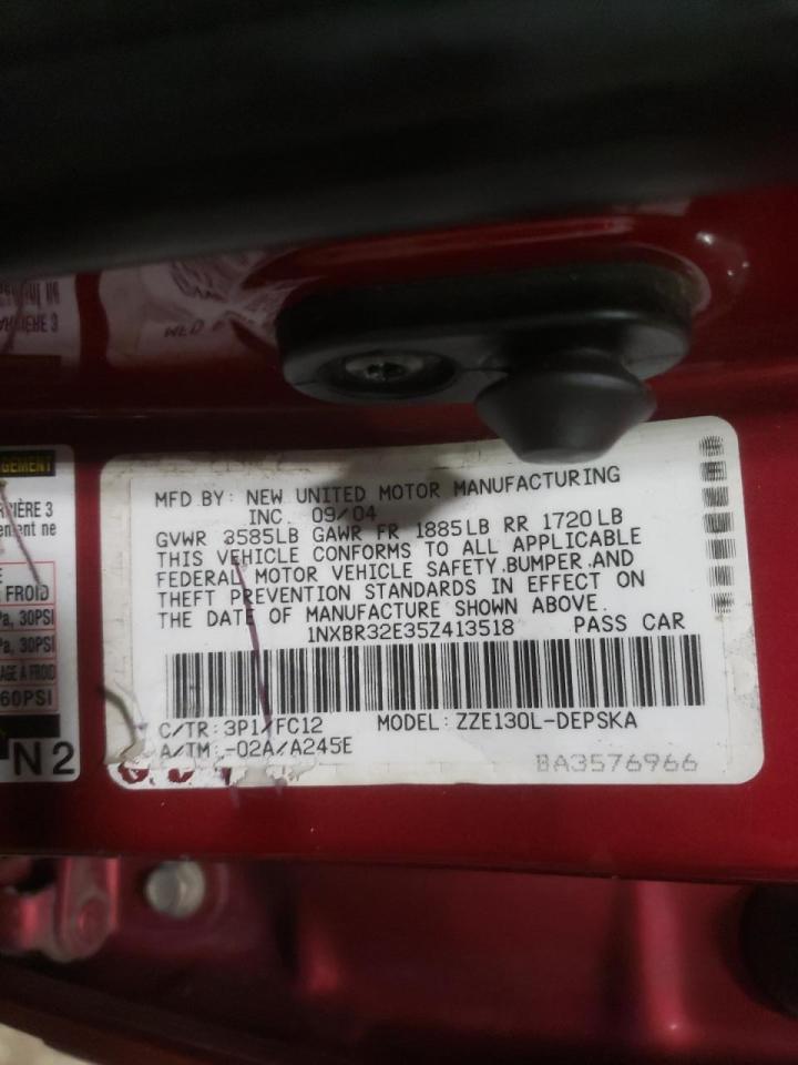 Photo 10 from auction – 2005 TOYOTA COROLLA CE with VIN 1NXBR32E35Z413518