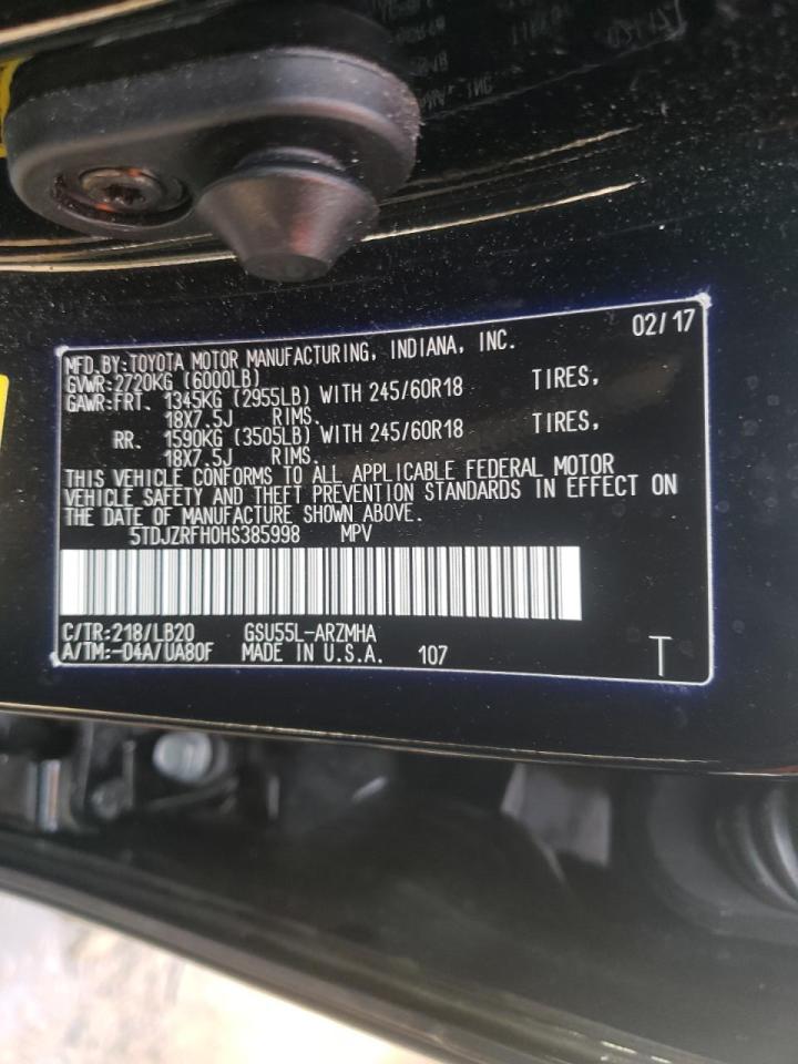 Zdjęcie 10 z aukcji – 2017 TOYOTA HIGHLANDER z VIN 5TDJZRFH0HS385998