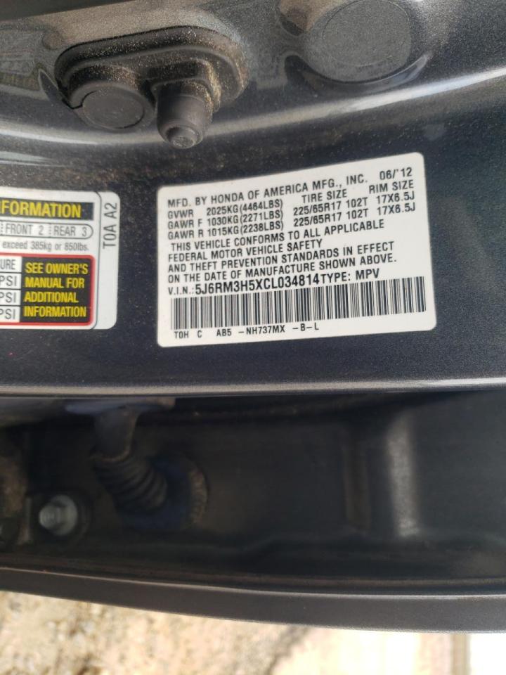Photo 10 from auction – 2012 HONDA CR-V EX with VIN 5J6RM3H5XCL034814