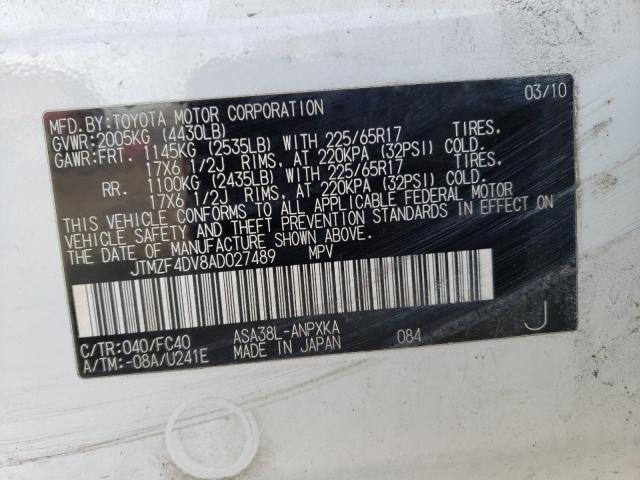 Photo 10 from auction – 2010 TOYOTA RAV4 with VIN JTMZF4DV8AD027489