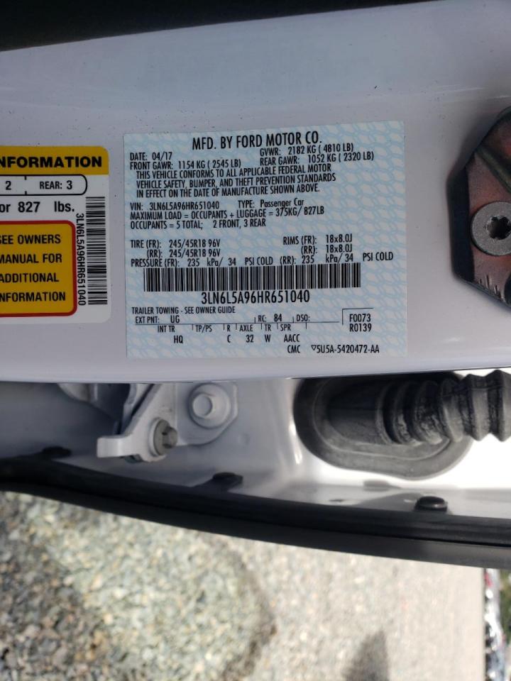 Photo 10 from auction – 2017 LINCOLN MKZ PREMIE with VIN 3LN6L5A96HR651040