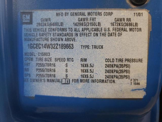 Photo 10 from auction – 2002 CHEVROLET SILVERADO with VIN 1GCEC14W32Z189663