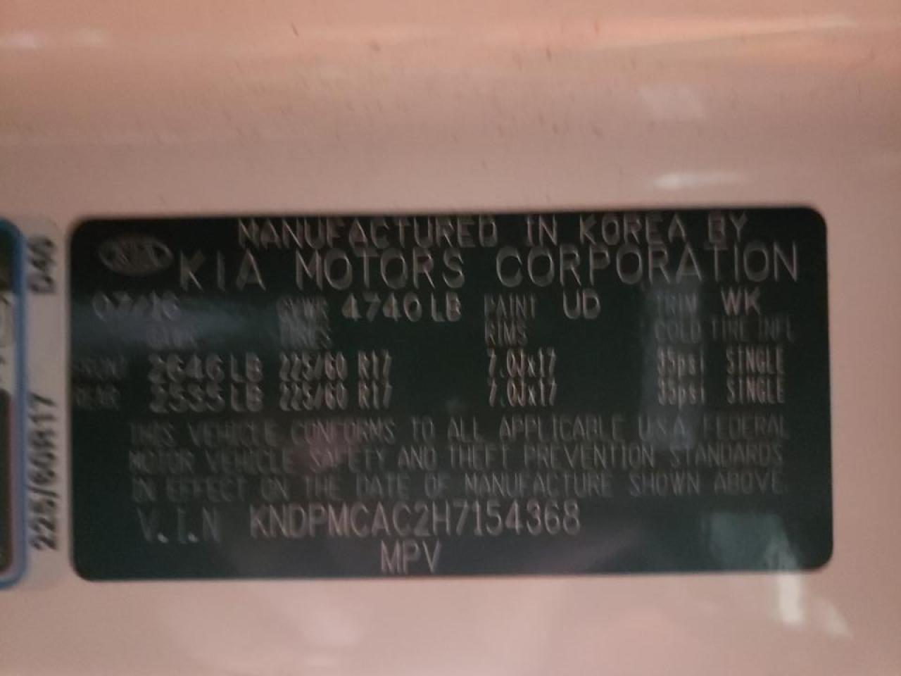 Photo 10 from auction – 2017 KIA SPORTAGE L with VIN KNDPMCAC2H7154368