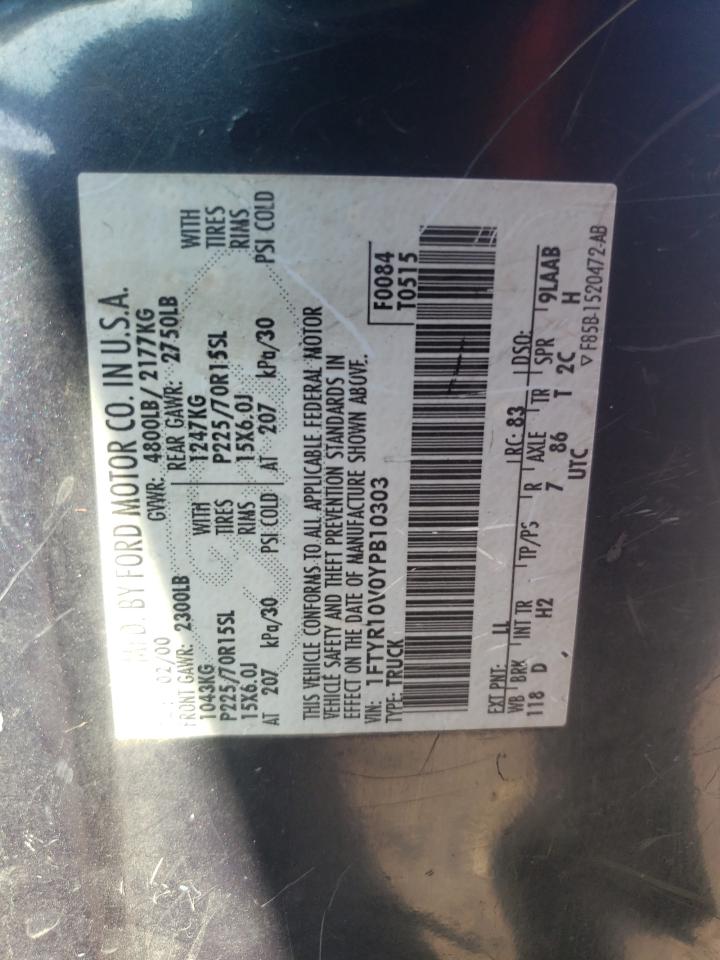 Photo 10 from auction – 2000 FORD RANGER with VIN 1FTYR10V0YPB10303
