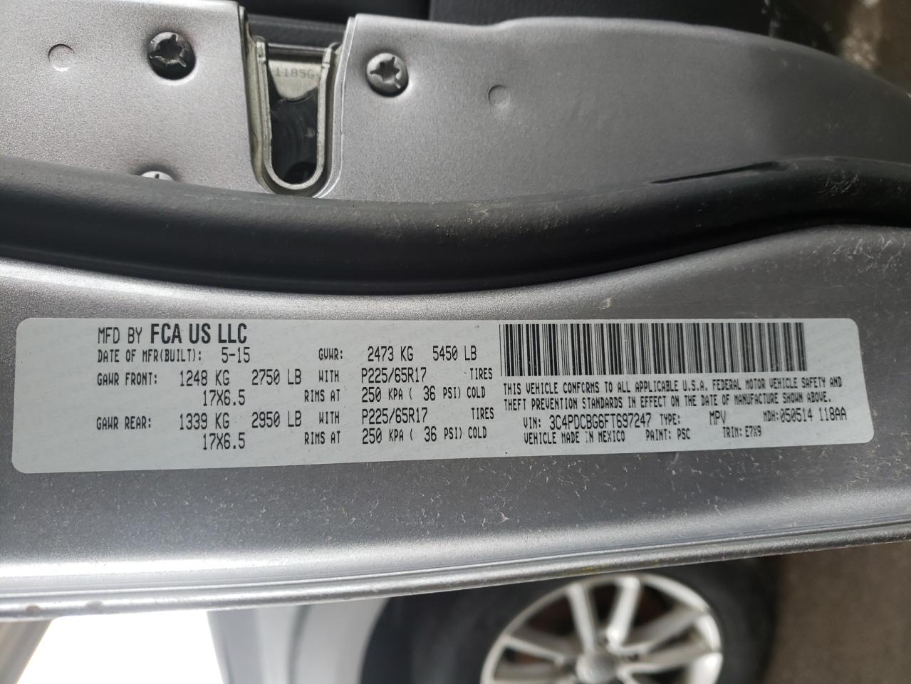 صورة رقم 10 من المزاد - 2015 DODGE JOURNEY SX مع VIN 3C4PDCBG6FT697247