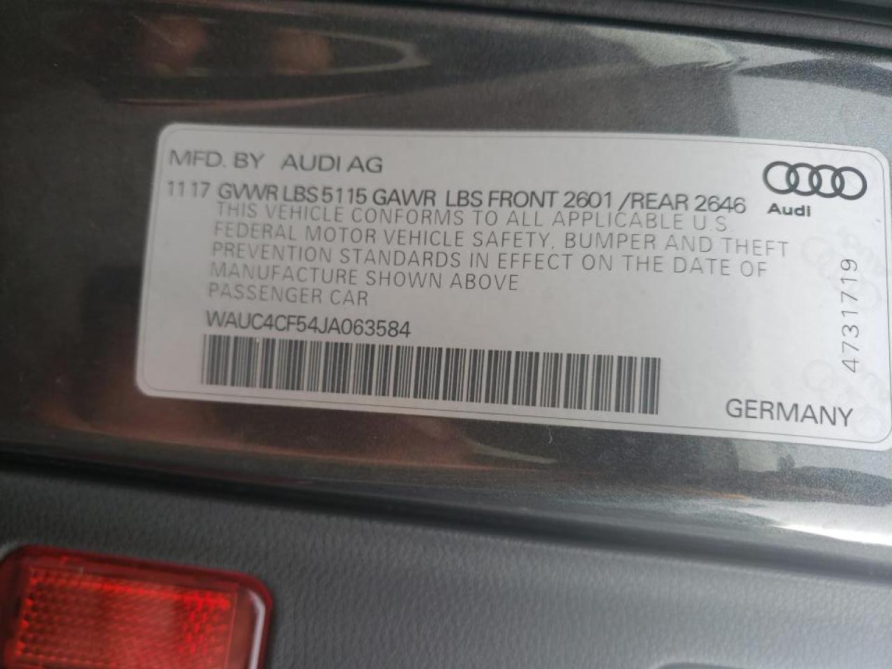 Photo 10 from auction – 2018 AUDI S5 PRESTIG with VIN WAUC4CF54JA063584