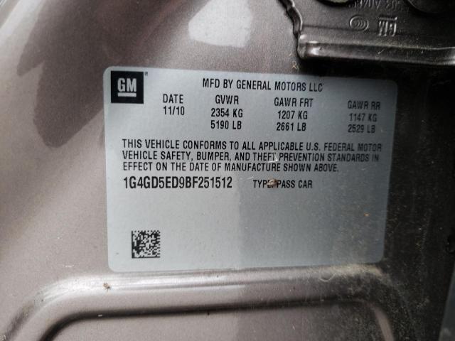 Photo 10 from auction – 2011 BUICK LACROSSE with VIN 1G4GD5ED9BF251512