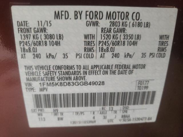 Photo 10 from auction – 2016 FORD EXPLORER X with VIN 1FM5K8D83GGB49028