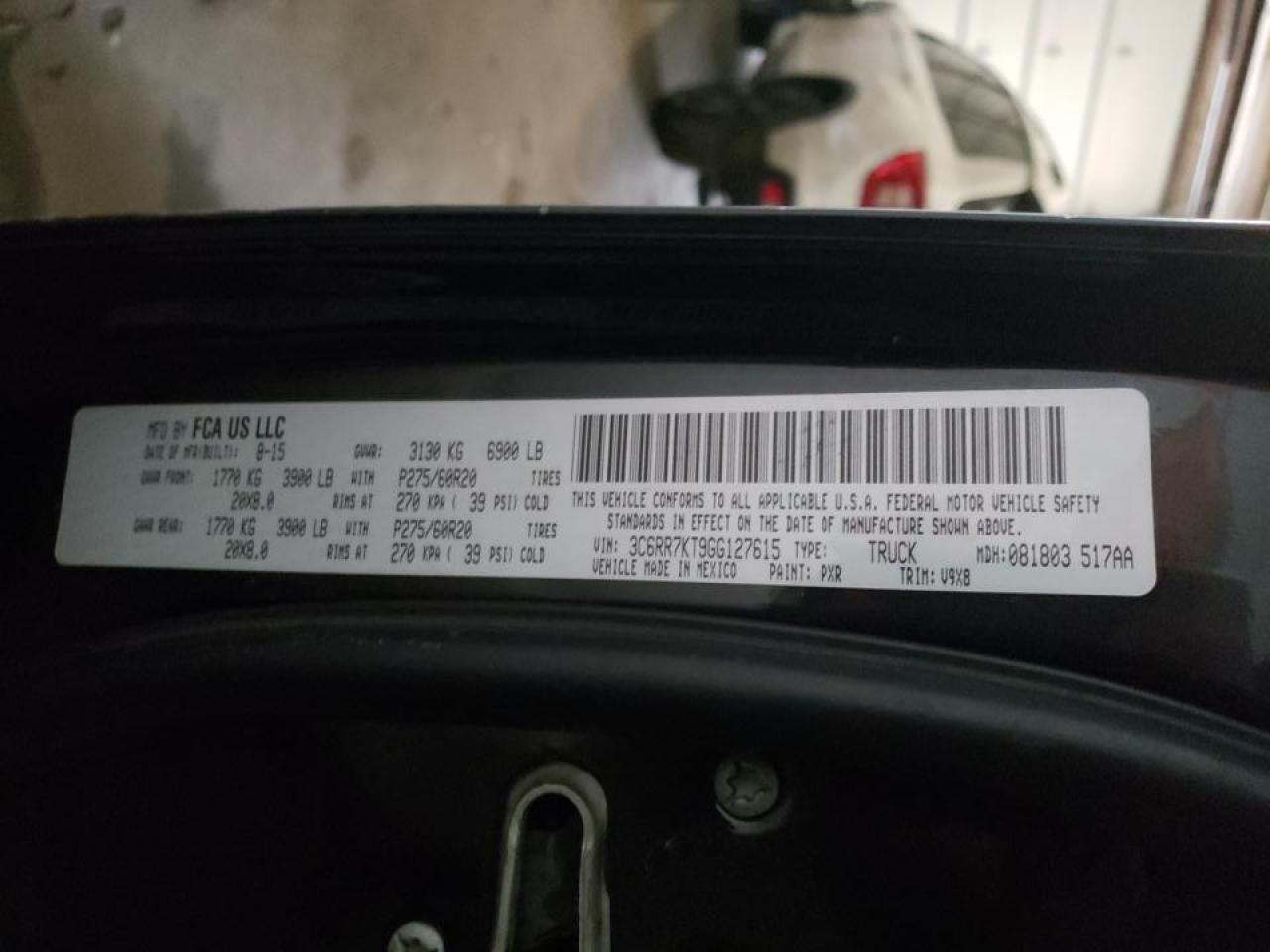 Photo 10 from auction – 2016 RAM 1500 ST with VIN 3C6RR7KT9GG127615
