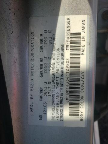 Photo 10 from auction – 2004 MAZDA 3 with VIN JM1BK143341129802
