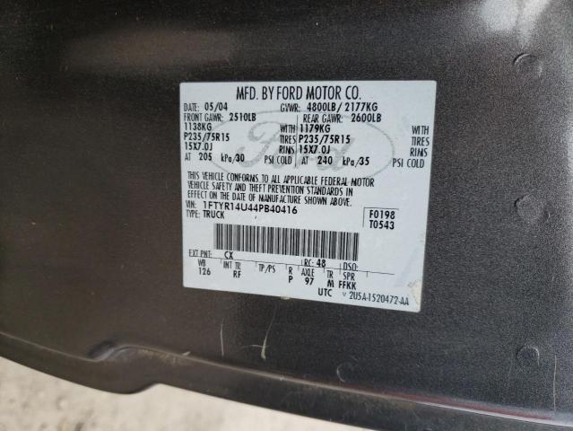 Photo 10 from auction – 2004 FORD RANGER SUP with VIN 1FTYR14U44PB40416
