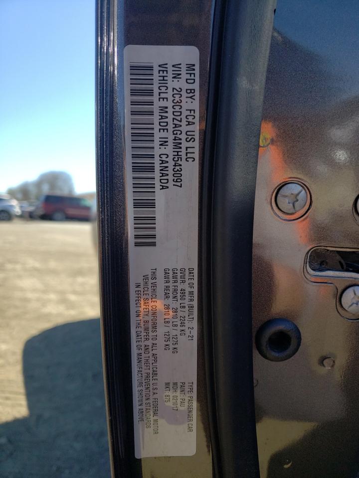 Photo 10 from auction – 2021 DODGE CHALLENGER with VIN 2C3CDZAG4MH543097