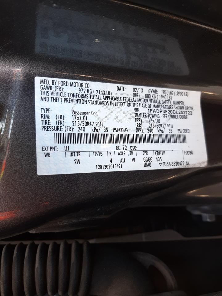 Photo 10 from auction – 2013 FORD FOCUS SE with VIN 1FADP3F20DL252722