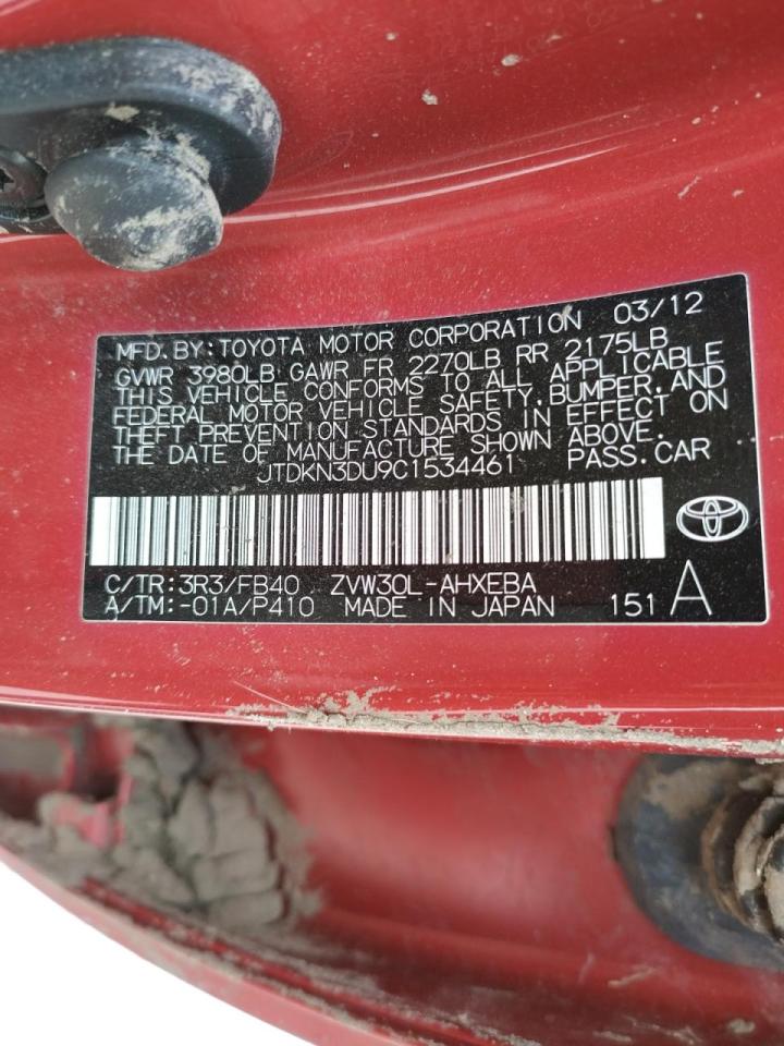 Photo 10 from auction – 2012 TOYOTA PRIUS with VIN JTDKN3DU9C1534461