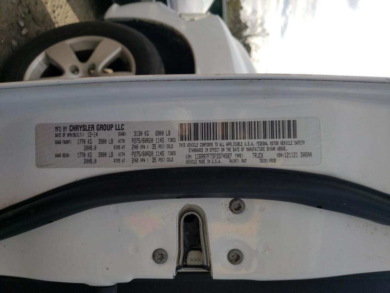 Photo 10 from auction – 2015 RAM 1500 ST with VIN 1C6RR7FT5FS574587