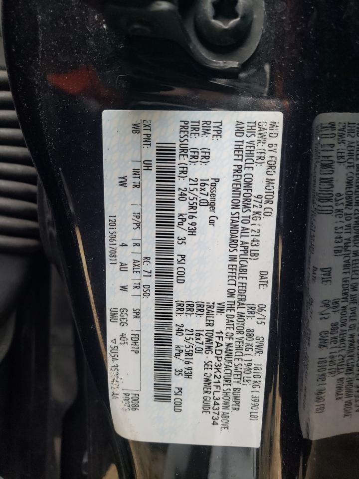 Photo 10 from auction – 2015 FORD FOCUS SE with VIN 1FADP3K21FL343734