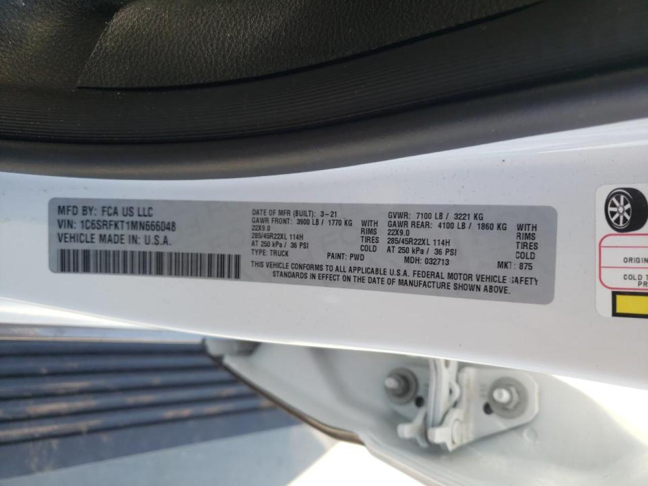 Photo 10 from auction – 2021 RAM 1500 LONGH with VIN 1C6SRFKT1MN666048