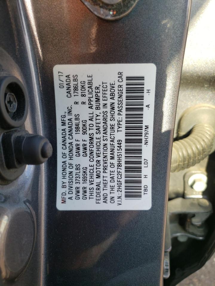 Photo 10 from auction – 2017 HONDA CIVIC EX with VIN 2HGFC2F78HH515449