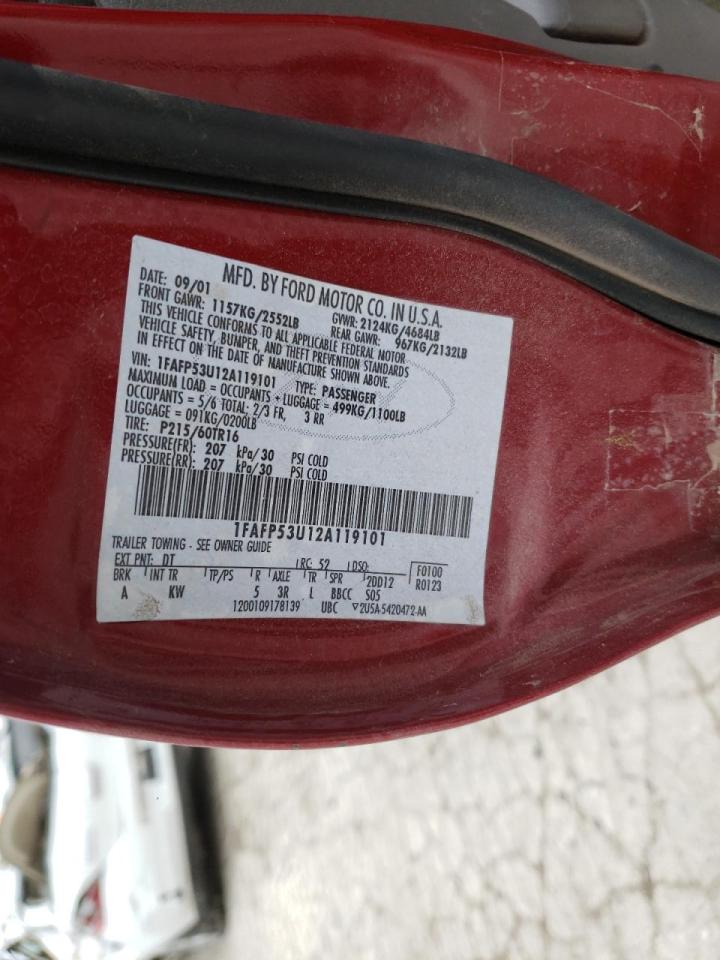 Photo 10 from auction – 2002 FORD TAURUS SE with VIN 1FAFP53U12A119101
