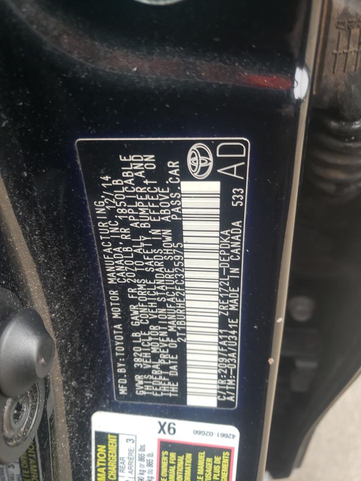 Photo 10 from auction – 2015 TOYOTA COROLLA L with VIN 2T1BURHE2FC325975