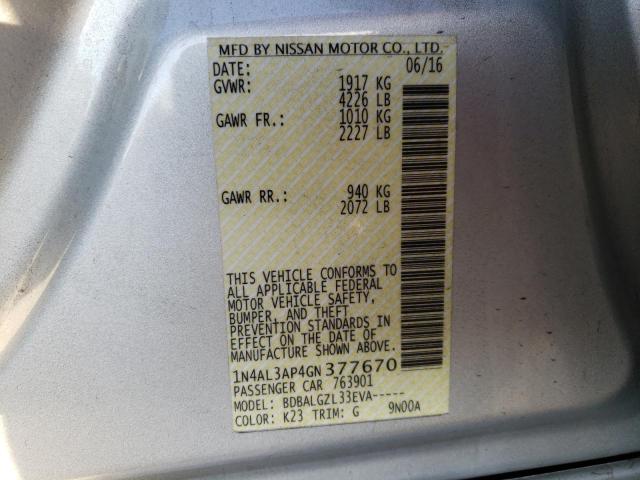 Photo 10 from auction – 2016 NISSAN ALTIMA 2.5 with VIN 1N4AL3AP4GN377670