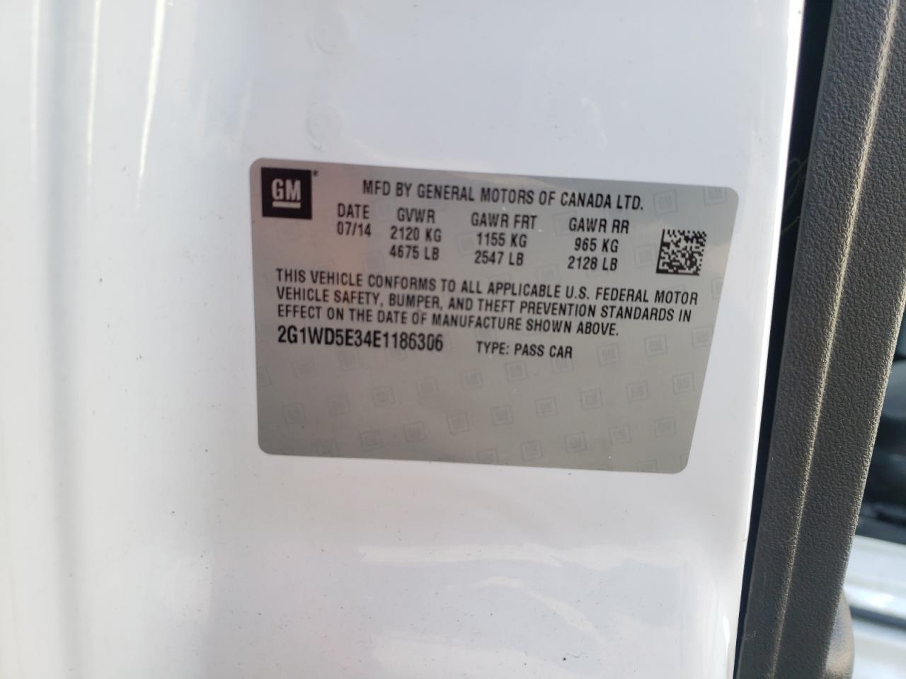 Photo 10 from auction – 2014 CHEVROLET IMPALA LIM with VIN 2G1WD5E34E1186306