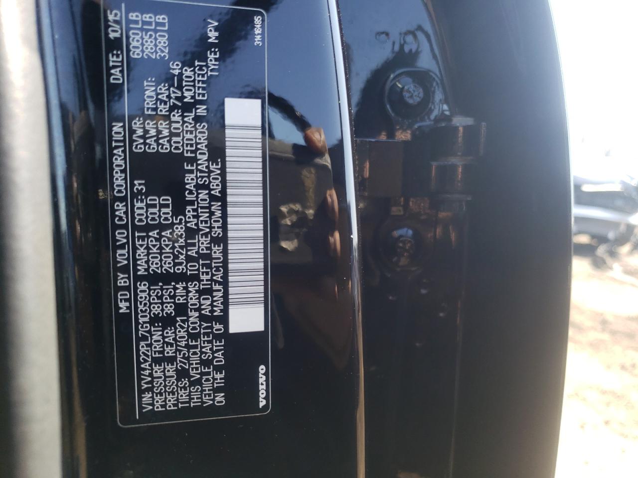 Photo 10 from auction – 2016 VOLVO XC90 T6 with VIN YV4A22PL7G1035906